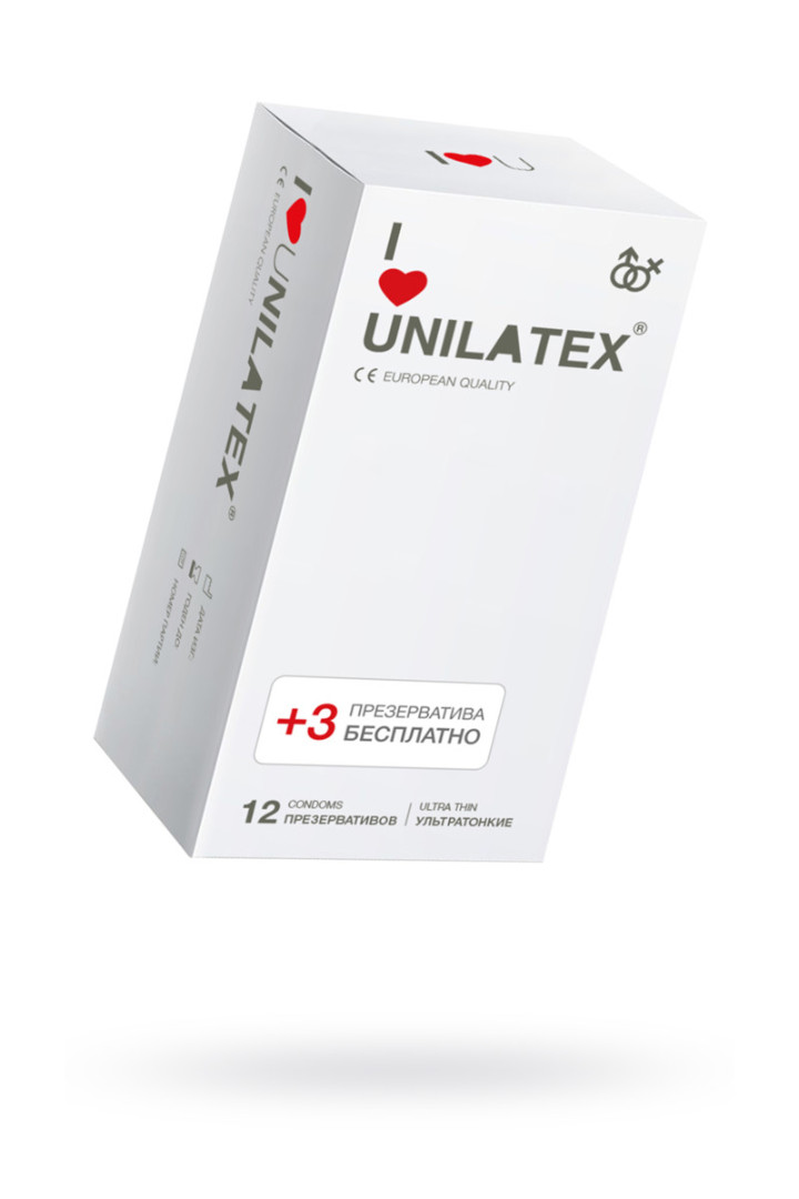 Презервативы ультратонкие,Unilatex ,12 шт.(+3 в подарок)