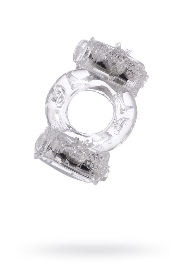 Эрекционное кольцо с двойной вибрацией TOYFA, прозрачное