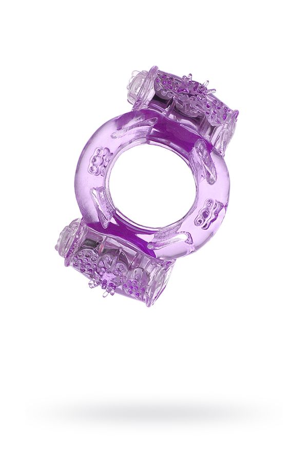 Эрекционное кольцо с двойной вибрацией TOYFA, фиолетовое
