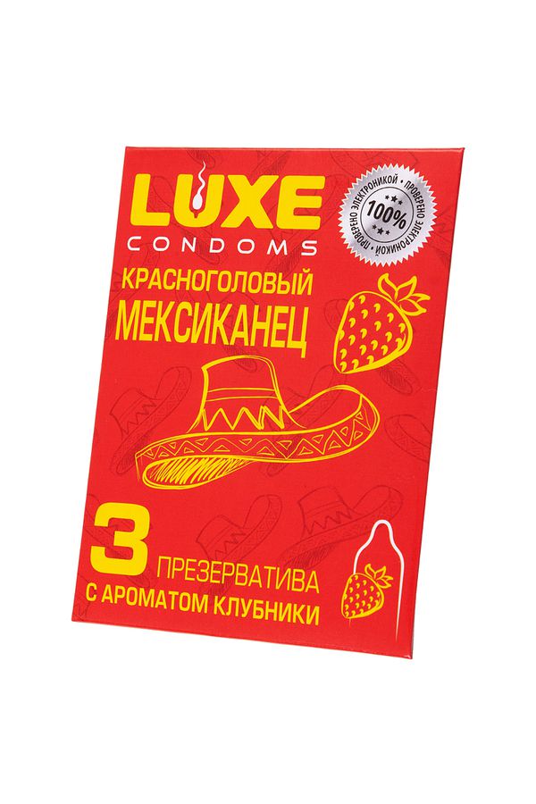Презервативы Luxe «Красноголовый мексиканец», клубника, 3 шт.