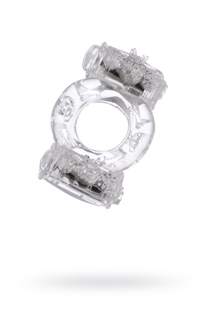 Эрекционное кольцо с двойной вибрацией, прозрачное